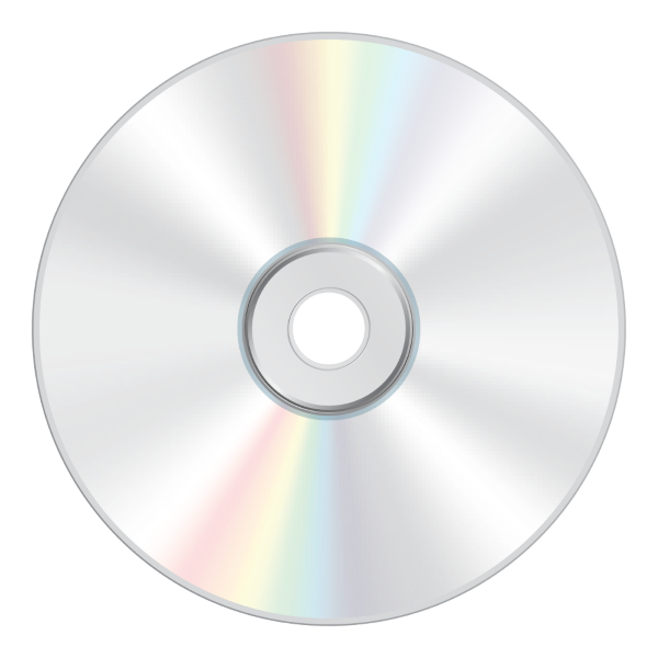 Silver CD with prism reflection.