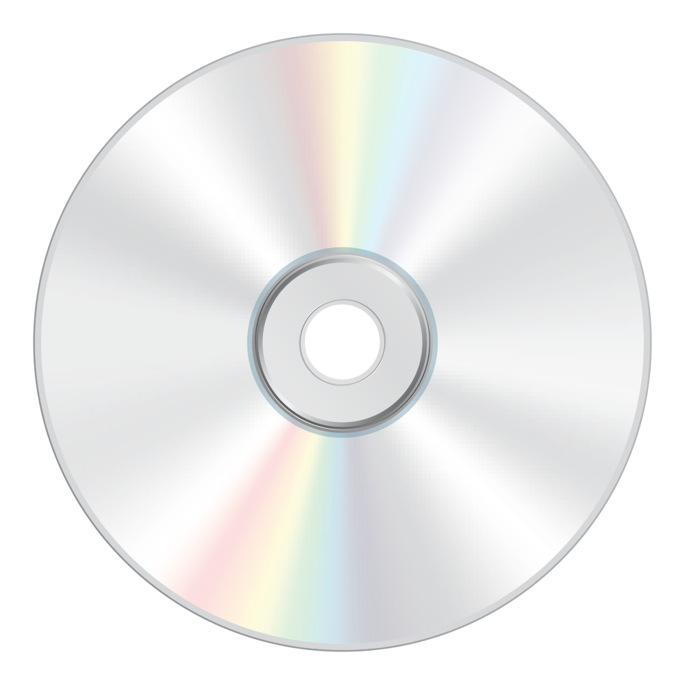 Silver CD with prism reflection.