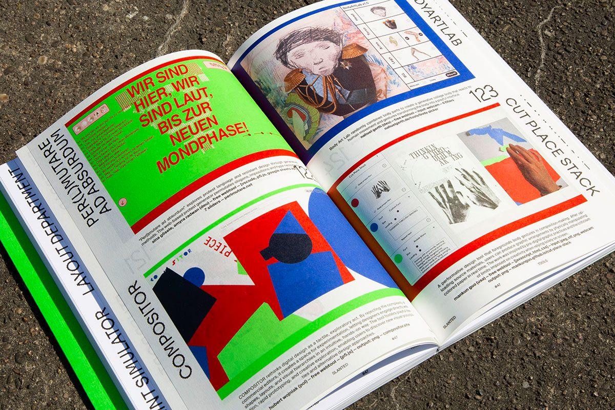 A spread of the Slanted magazine's inner pages.